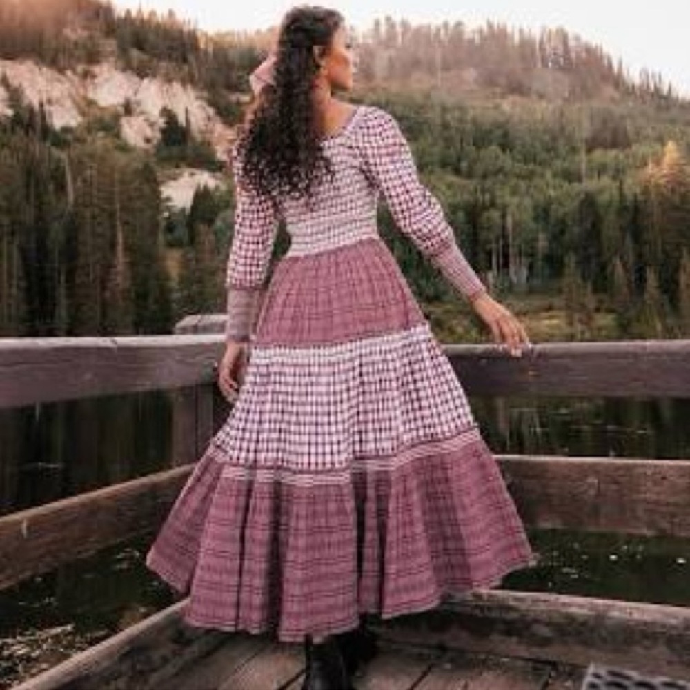 JessaKae Annabelle Plaid Maxi Dress 4x Smocked Tiered Cottagecore Prairiecore - Picture 6 of 14